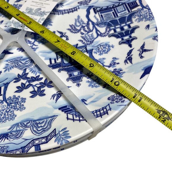 Shabby Chic Melamine Divided Plates Set Of 4 Blue & White China Pattern - Picture 4 of 4